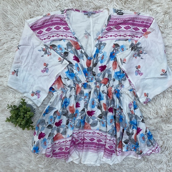 πHPπ White Birch Floral Blouse π White Magenta & Blue - Picture 4 of 15